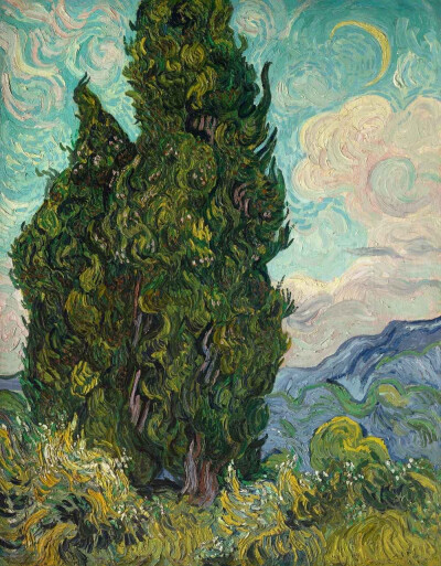 《柏树》（Cypresses），Vincent van Gogh，1889年，布面油画，纽约大都会艺术博物馆藏