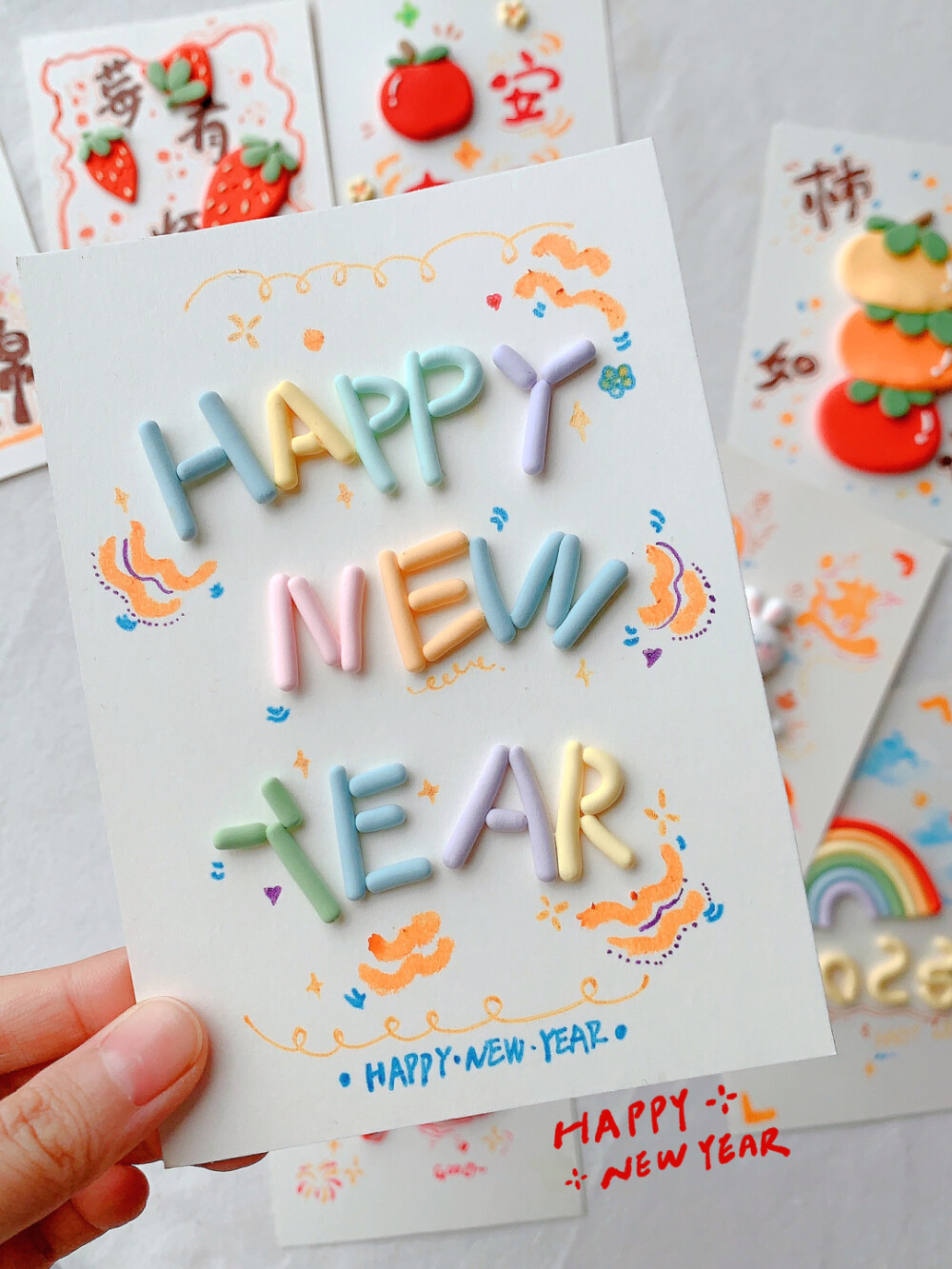 超轻粘土作品｜新年贺卡
