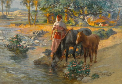  美国艺术家.弗雷德里克·阿瑟·布里奇曼(Frederick Arthur Bridgman)1847-1928,画作欣赏。