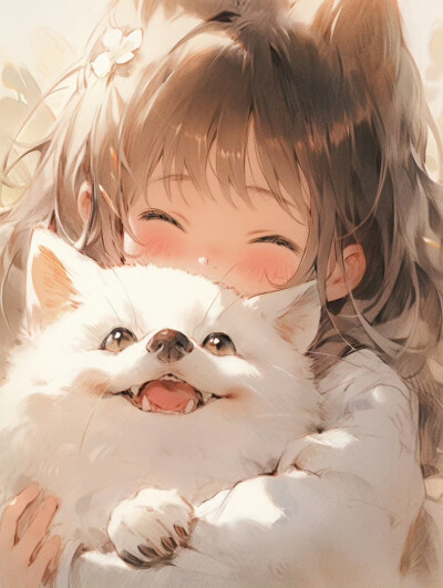  治愈系头像｜小女孩和猫｜这个风格太可爱啦 