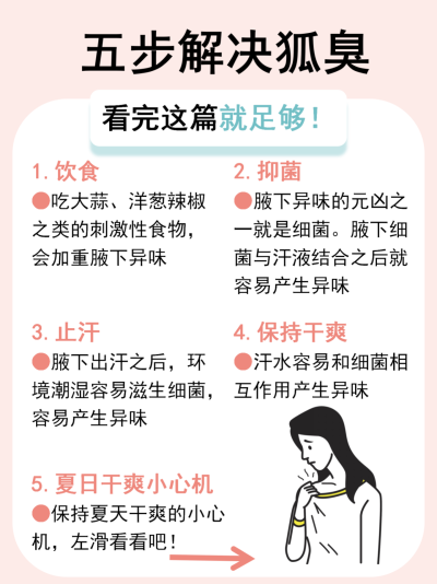 狐臭怎么去除？5步搞定，夏季爱情没有顾虑
夏天暴汗异味？五步教你搞定狐臭！ 