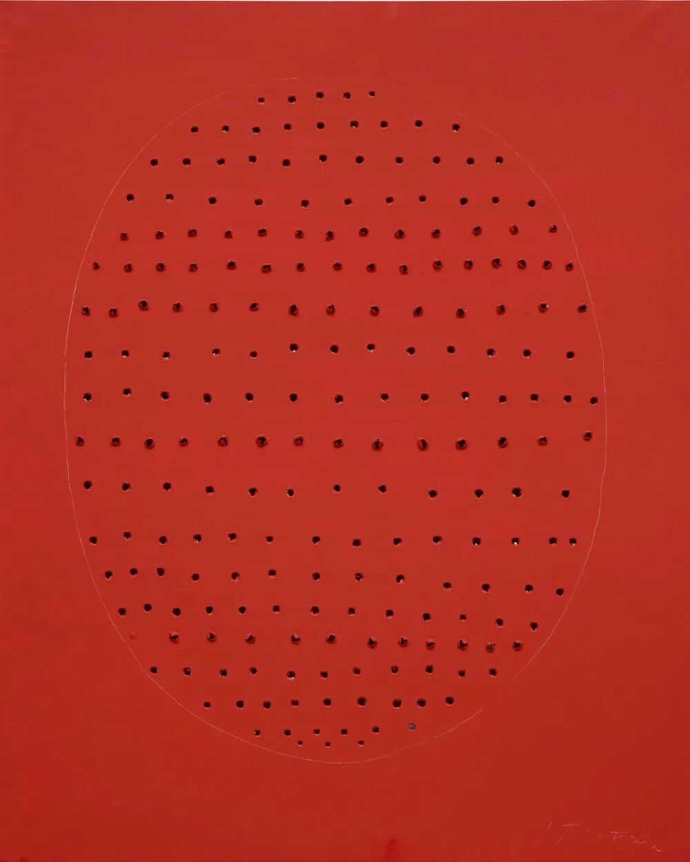 卢齐欧·封塔纳（Lucio Fontana）《空间概念》，水漆、画布，100.3×81.2cm，1966-1967年，图片来源：富艺斯