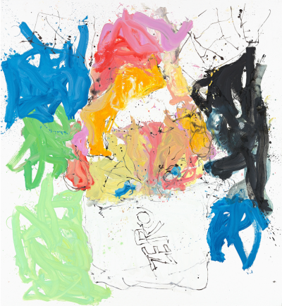 乔治·巴塞利兹（Georg Baselitz）《世界总是破坏我 (Frebl aill lew)》，300×275cm，2013年，图片来源：富艺斯