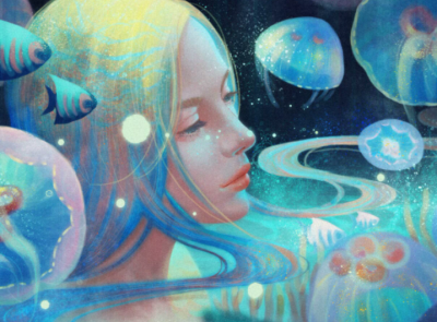 少女 插画 背景图