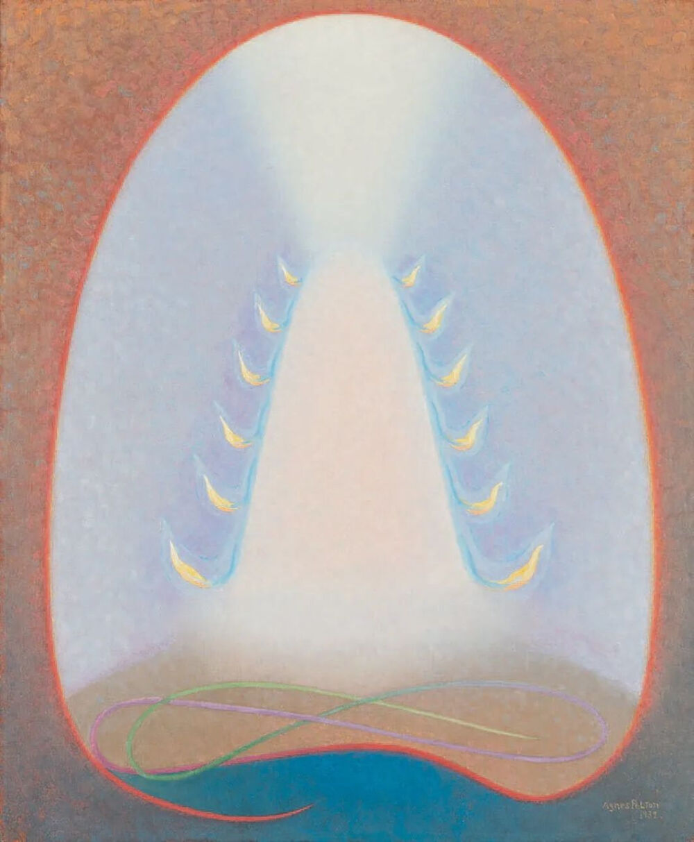 艾格尼丝·佩尔顿《火焰山》，布面油画，60.96×50.8cm，1932年，收藏于新墨西哥大学艺术博物馆；