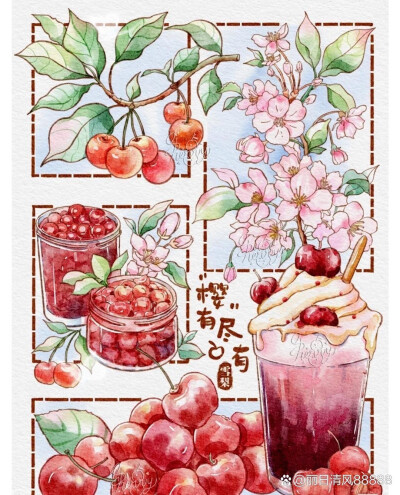 分镜式插画作品｜夏日水果冰饮