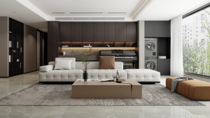 现代简约轻奢风

阿玛尼灰具有中性特质，既不会显得过于冷漠，也不会过于沉闷，配合线条简洁的家具，恰到好处地突显了现代简约风格。
隐藏式照明和LED灯带，营造温暖而现代的氛围，搭配一些简约而有品质的装饰品，以增加整体空间的层次感和生机。
这样的空间，你喜欢不咯？