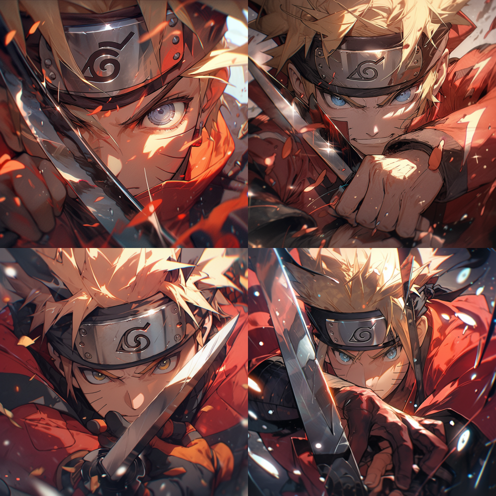 Naruto, Uzumaki Naruto, extreme close-up shot holding a kunai in hand, wearing a red cloak, with a mask on the forehead, comic, intense Tyndall light， Epic bending shot, POV view, First person, cool Japanese man ,thick acryli c illustration on pixiv, by Kawacy,Film Cover Style --s 750 --niji 5