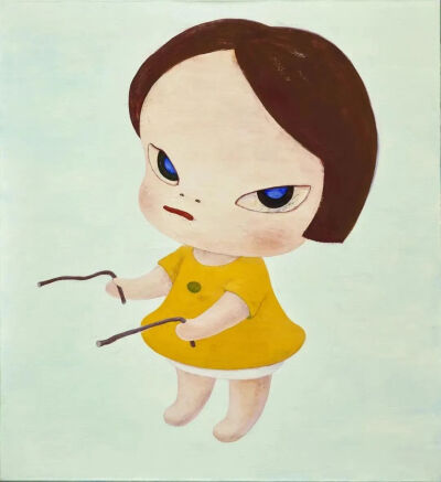 奈良美智《寻找宝藏》，亚克力、画布，119.8×109.6cm，1995年，图片来源：富艺斯