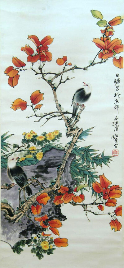 作者：田镛，1938年出生，北京人。当代中国花鸟画主要代表人物之一。
田镛出自工笔名门，为我国著名花鸟画家田世光先生哲嗣，拥有得天独厚的家学渊源。在近40年的艺术实践中，在创作上继承了宋元花鸟画的优秀传统，…