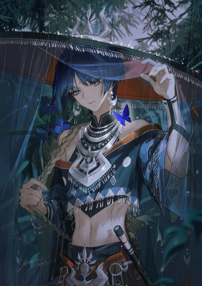 【原神，流浪者】
“想用我的斗笠遮雨，真是好大的胆子”
作者：Aoma_xzxx