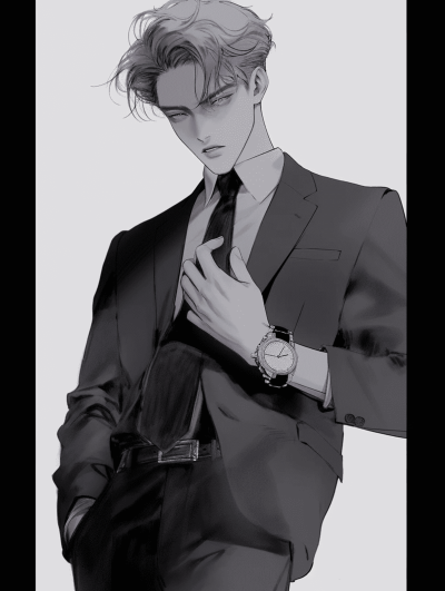 Ai黑白动漫男头