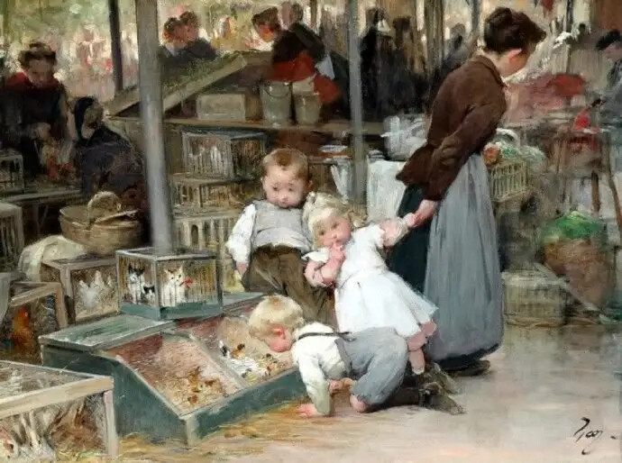 法国艺术家，亨利·朱里斯·让·乔弗里（Henry-Jules-Jean Geoffroy，1853-1924）绘画作品欣赏。