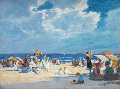 夏日海滩。作者：Edward Potthast