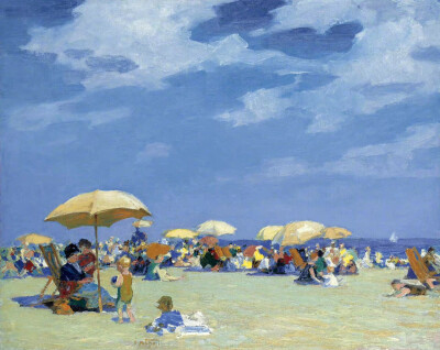 夏日海滩。作者：Edward Potthast