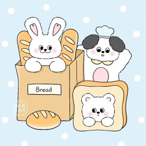 可爱面包吐司小动物系列