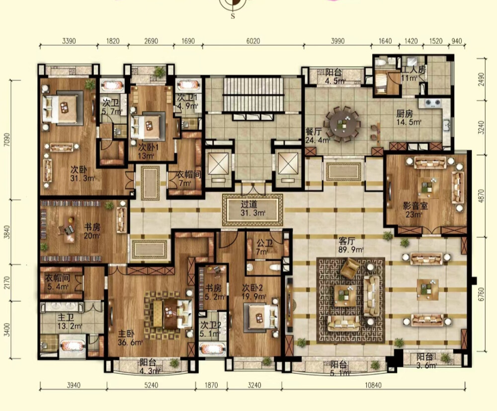 户型图 703平豪华大平层