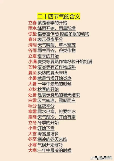 终于把24节气的含义搞清楚了 