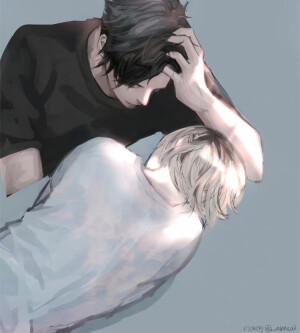 韩国画师ahneul笔下的小情侣，张力十足。

p站id：22630960
排球少年，黑研