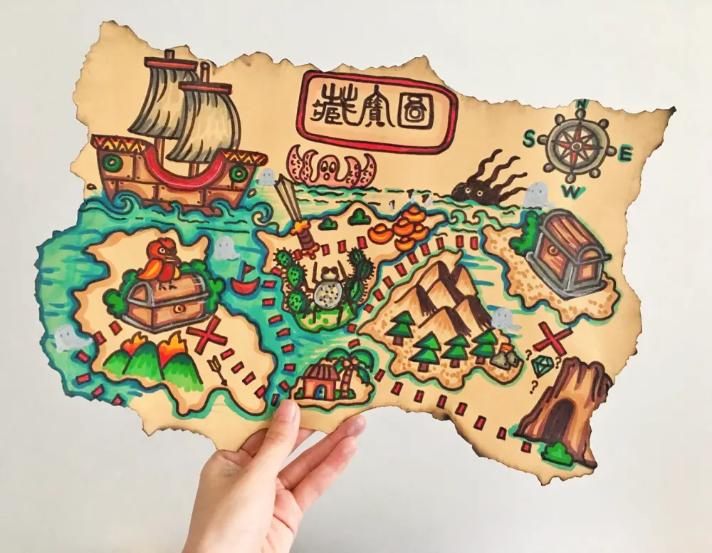 儿童画创意美术藏宝图