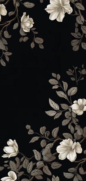 壁纸 背景 黑色 花 植物 简约 个性 花纹