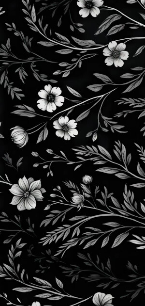 壁纸 背景 黑白 线稿 花 植物 花卉 碎花 花纹 个性