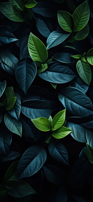 壁纸 背景 植物 叶子 个性 蓝 绿 超清 荧光 省电 