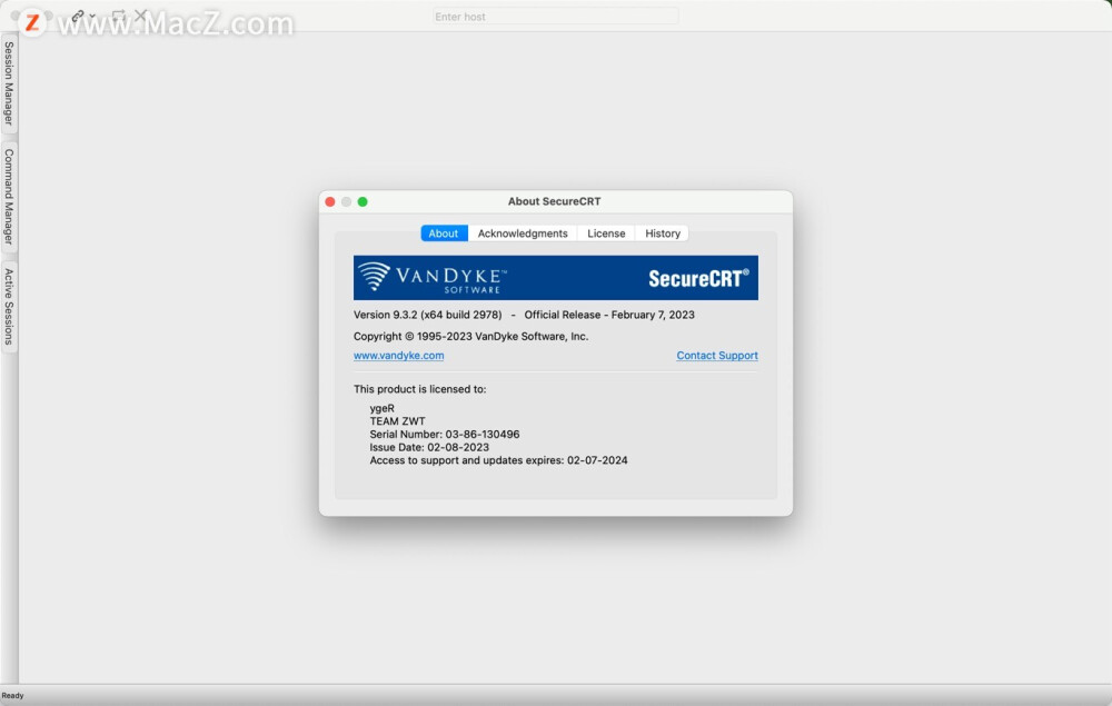 SecureCRT for Mac适用于Windows，Mac和Linux的 SecureCRT客户端为计算专业人员提供了坚如磐石的终端仿真，通过高级会话管理提高了工作效率，并提供了一系列节省时间和简化重复性任务的方法。SecureCRT为组织中的每个人提供安全的远程访问，文件传输和数据隧道。无论您是要更换Telnet还是终端，还是需要更强大的安全远程访问工具，SecureCRT都是您可以全天使用的应用程序。软件下载：https://www.macz.com/mac/1551.html?id=MTA4Mjk5OSZfJjI3LjE4Ni4xMjYuMTA%3D