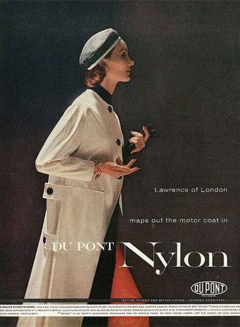 1950年代美国杜邦公司的尼龙（nylon）面料服装广告。 ​​​