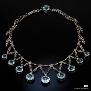 法贝热制作的海蓝宝钻石项链