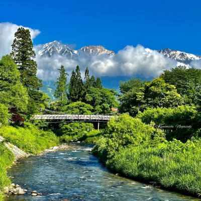 日本 長野県白馬村 大出公園 北アルプス 後立山連峰 白馬三山 白馬鑓ヶ岳 杓子岳 白馬岳 ins kanemichi