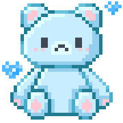 LINE：kawaii pixelart Emoji [light blue] ​​​