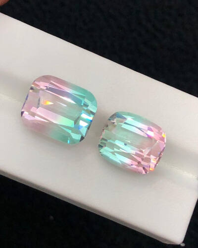 双色碧玺 西瓜 糖果色 阿富汗 30+ carat 裸石 冰激凌