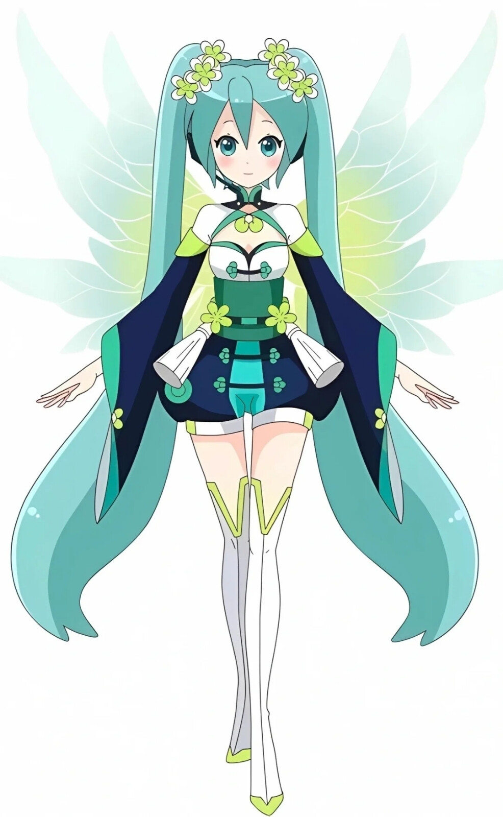 绿牡丹花精灵王初音未来