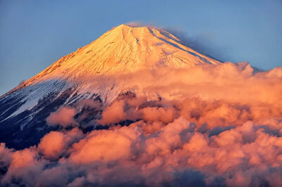 日本 静岡県 富士山 夕陽 夕焼け