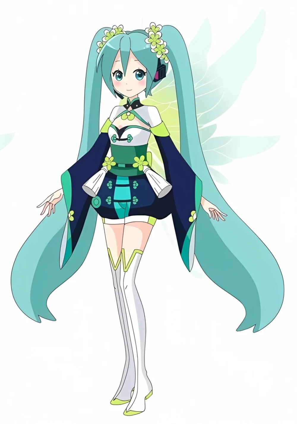 绿牡丹花精灵王初音未来