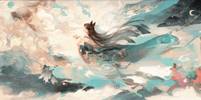 阴阳师插画壁纸 聆海金鱼姬 绘世花鸟卷