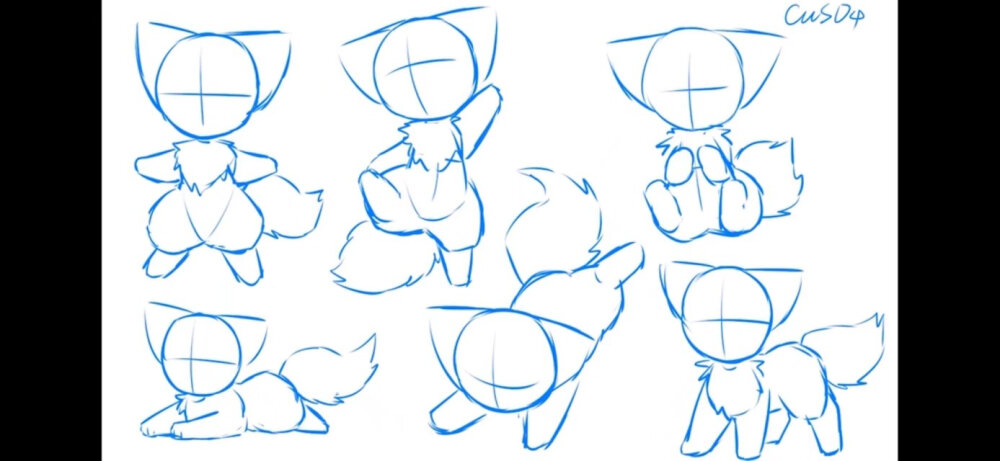 兽设绘画参考，有三张来着小电视蓝矾