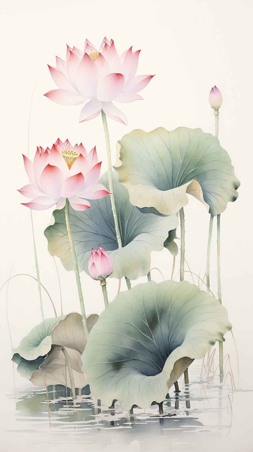 中国风,荷花,鱼咬荷花