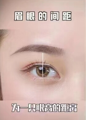 在需要放大眼睛的时候，专业化妆师都是先化眼妆、再化眉毛的。
这么说是因为，如果是不化眼线的淡妆，我们也可以先化眉毛，顺序不是绝对的。
但如果是一个精致的大眼妆，那一定是要根据完成后的眼妆，来确定眉毛的长度和眉形的！
眉毛和眼睛的比例关系如下！干货，仔细看！