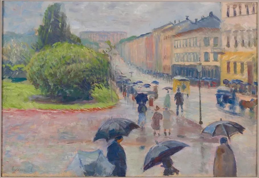 雨中的Karl Johan，爱德华蒙克，1891，蒙克博物馆