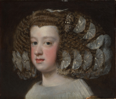 委拉斯凯兹《María Teresa (1638–1683), Infanta of Spain》，布面油画，34.3×40cm，1651-1654年，由杜维恩经手，藏于大都会艺术博物馆
