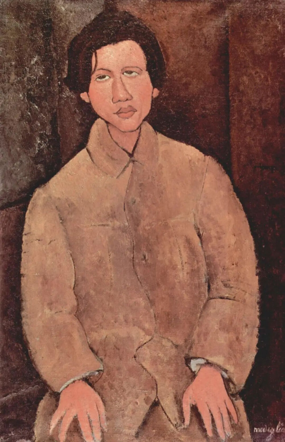 莫迪利亚尼portraitofchaïmsoutine布面油画10065cm1917年