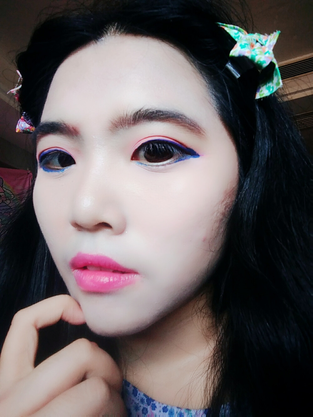 左脸面瘫有灰色胎记长头发邱莹莹 清晨自拍