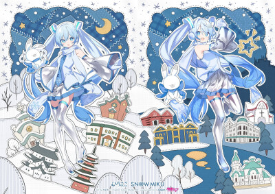 雪初音 × 弘前·函馆 2023冬季观光活动
插图：木屋町、七原しえ、姐川、おむたつ、まおう、ゆにぃ