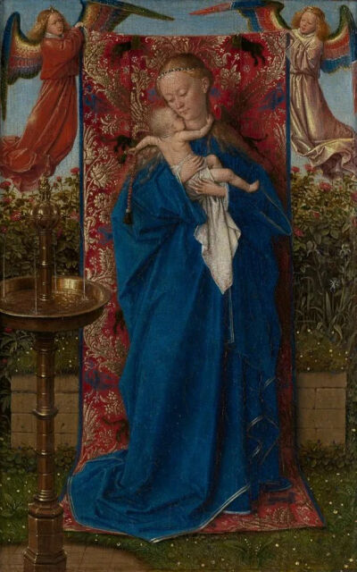 扬·范·艾克（Jan van Eyck）《喷泉旁的麦当娜》（Madonna at the Fountain），板面油画，19×12cm，1439年