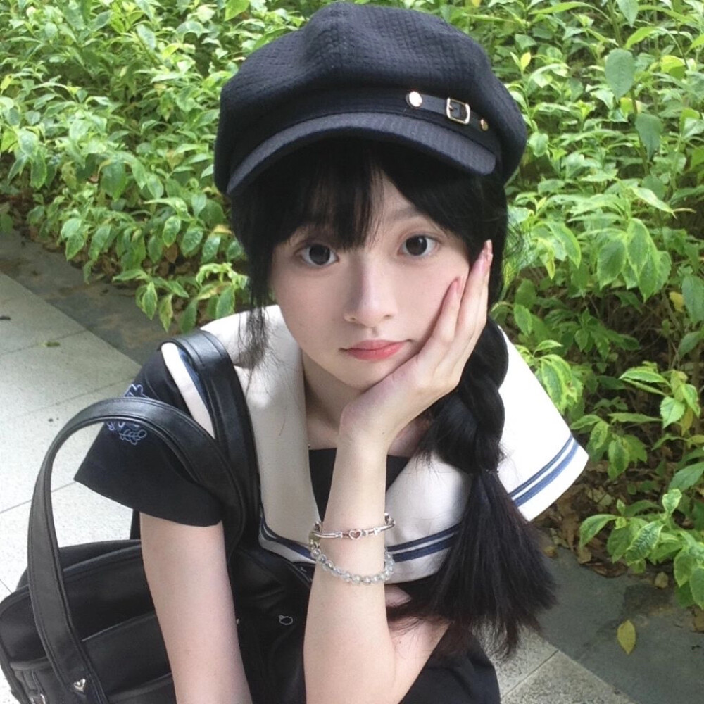 真人女生头像女友jk贝雷帽可爱女头