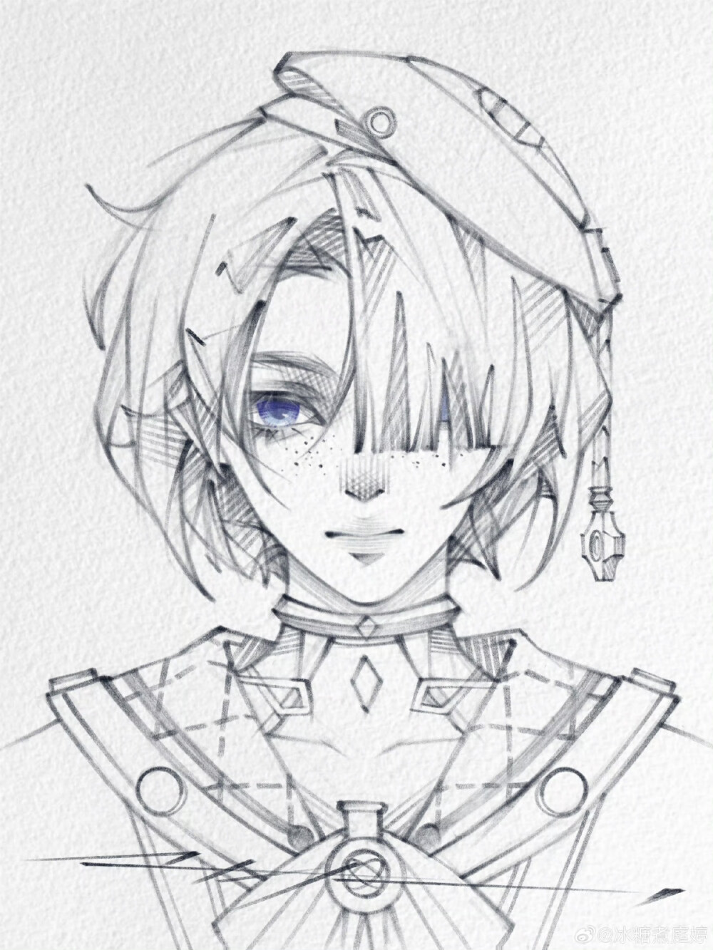 人物插画绘画线稿黑白手绘头像素描临摹细节几何素材风格个性