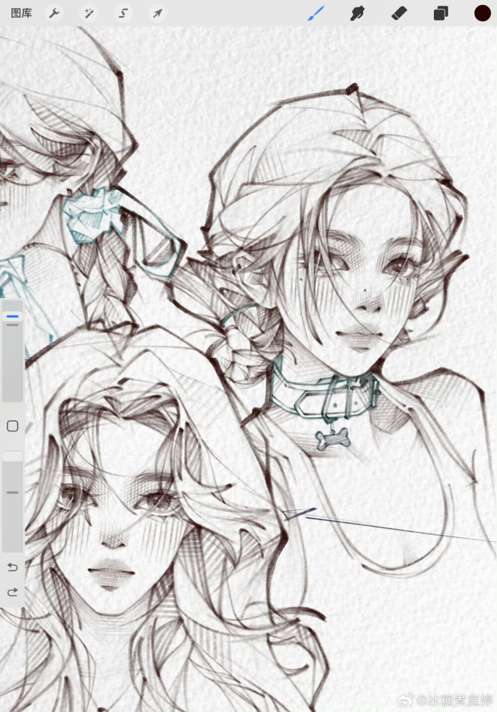 人物插画绘画线稿黑白手绘头像素描临摹细节几何素材风格个性