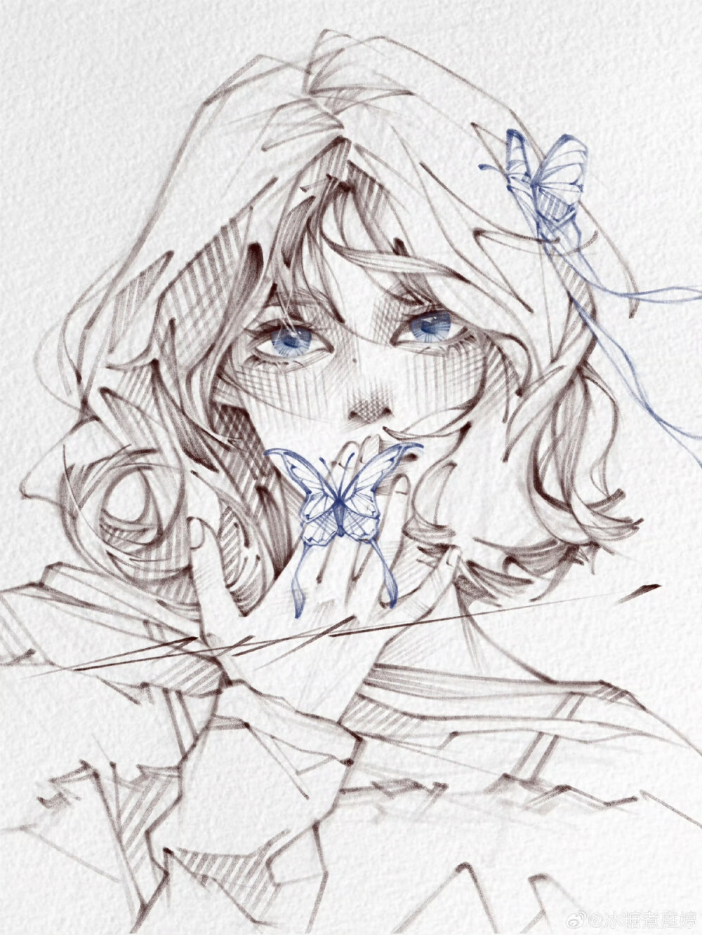 人物插画绘画线稿黑白手绘头像素描临摹细节几何素材风格个性